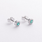 Серьги - пусеты в белом золоте (бриллианты, изумруды) сб0716mi от ювелирного магазина Оникс - 3