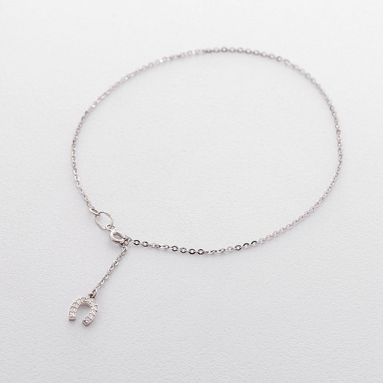 Золотий браслет на ногу "Підкова" (фіаніт) б03700 від ювелірного магазину Онікс - 2