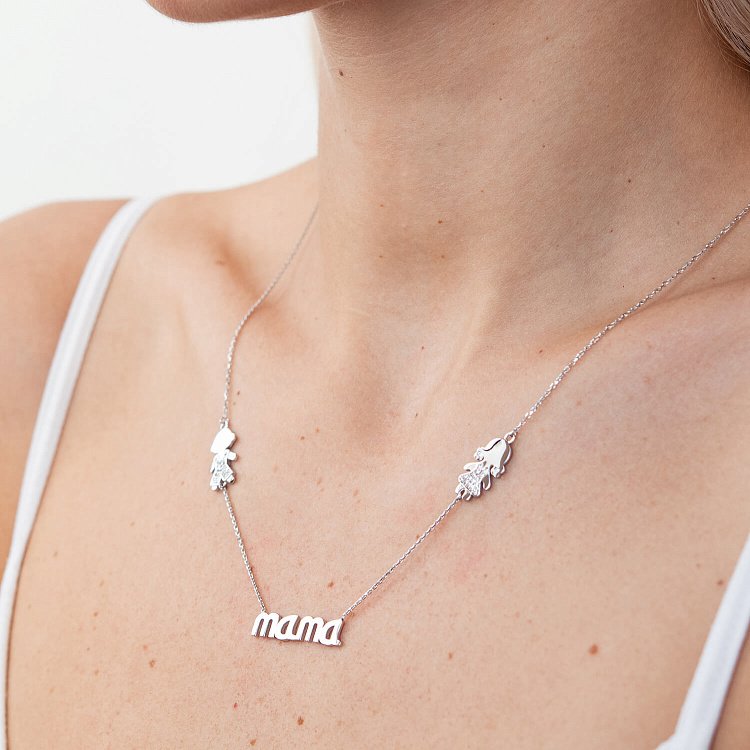 Золоте кольє "Мама" (фіаніти) кол01005 від ювелірного магазину Онікс - 1