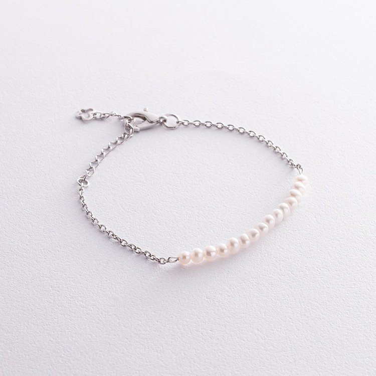 Срібний браслет з перлами 4209р-3PWT від ювелірного магазину Онікс