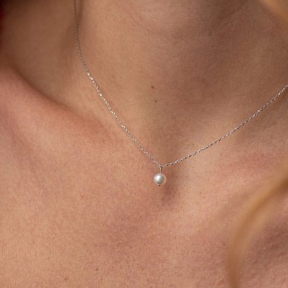 Колье с жемчужиной (белое золото) кол02400 №8