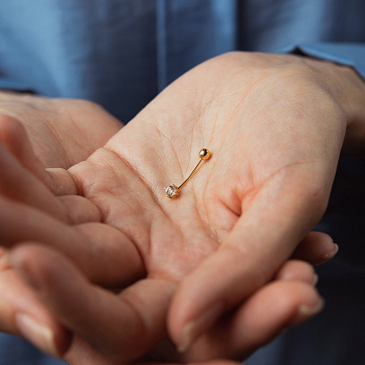 Золотий пірсинг у пупок (фіаніт) пир00281 №2