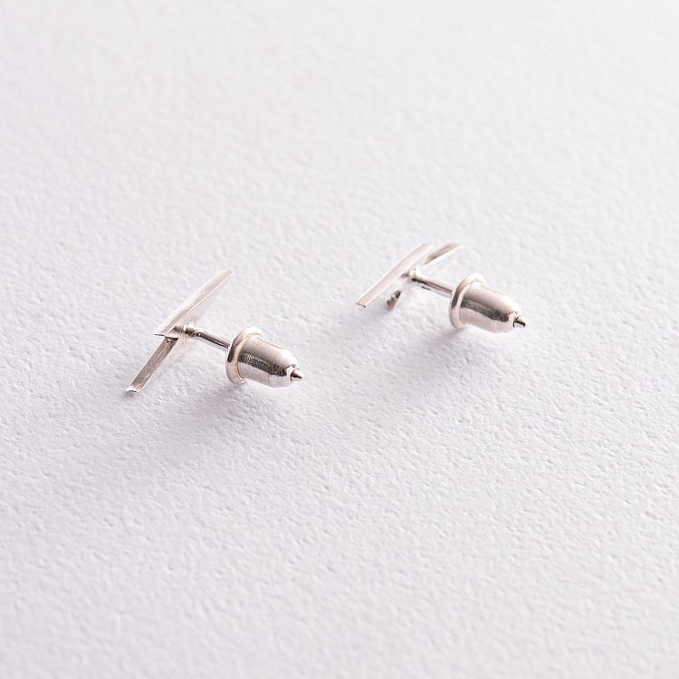 Срібні сережки - пусети "Блискавки" 123217 від ювелірного магазину Онікс - 3