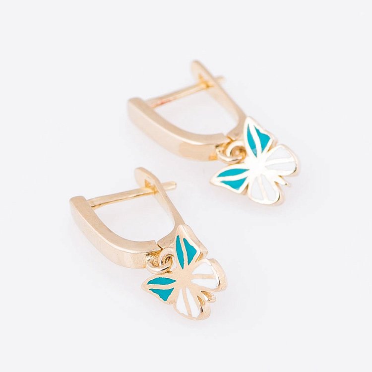 Детские золотые серьги "Бабочки" с04801з от ювелирного магазина Оникс - 2