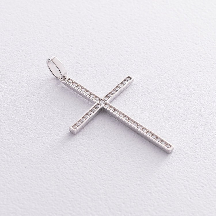 Срібний хрестик з фіанітами  260030с від ювелірного магазину Онікс