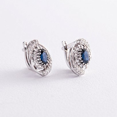 Золоті сережки з діамантами і сапфірами с2136 №3