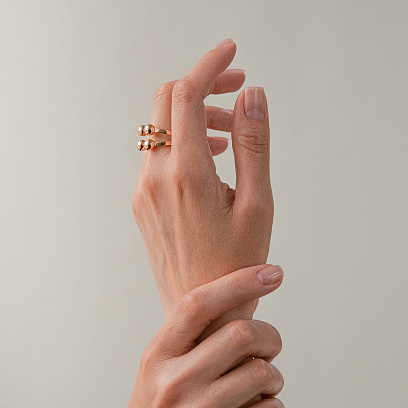 Кольцо "Шарики" в желтом золоте к08246 №4