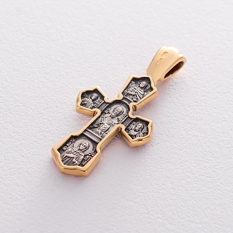 Православный крест "Распятие Христово. Св. Николай Чудотворец" 132896 - 2 Православный крест "Распятие Христово. Св. Николай Чудотворец" 132896 от ювелирного магазина Оникс - 2
