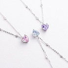 Срібне кольє "Сердечко" (фіолетовий та білі фіаніти) 181389 от ювелирного магазина Оникс - 1