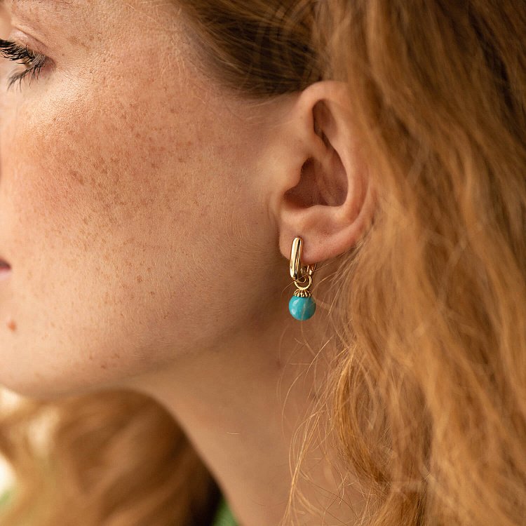 Сережки з бірюзою (жовте золото) с08547 від ювелірного магазину Онікс - 1