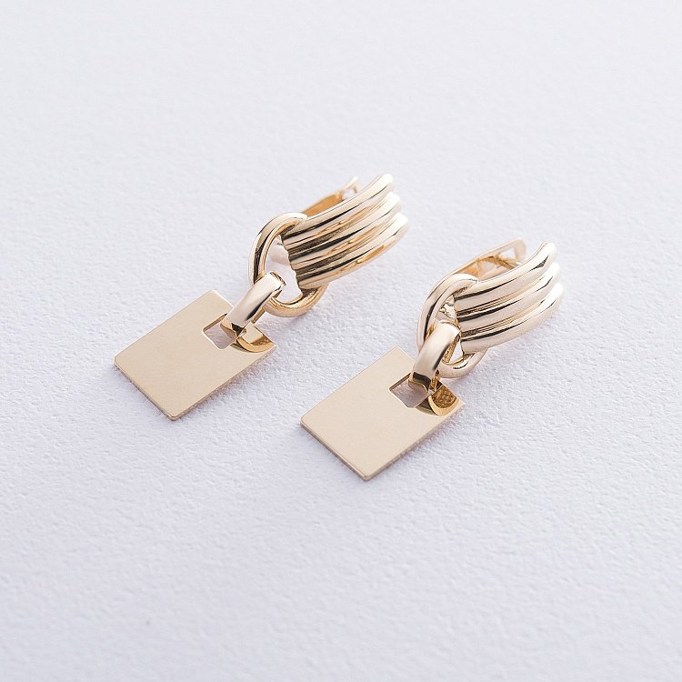 Золотые серьги на английской застежке с06612 от ювелирного магазина Оникс - 1