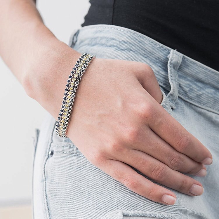 Срібний браслет з фіанітами 14886 від ювелірного магазину Онікс - 5