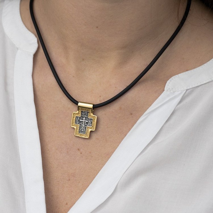 Серебряный крест с позолотой 132445 от ювелирного магазина Оникс - 3