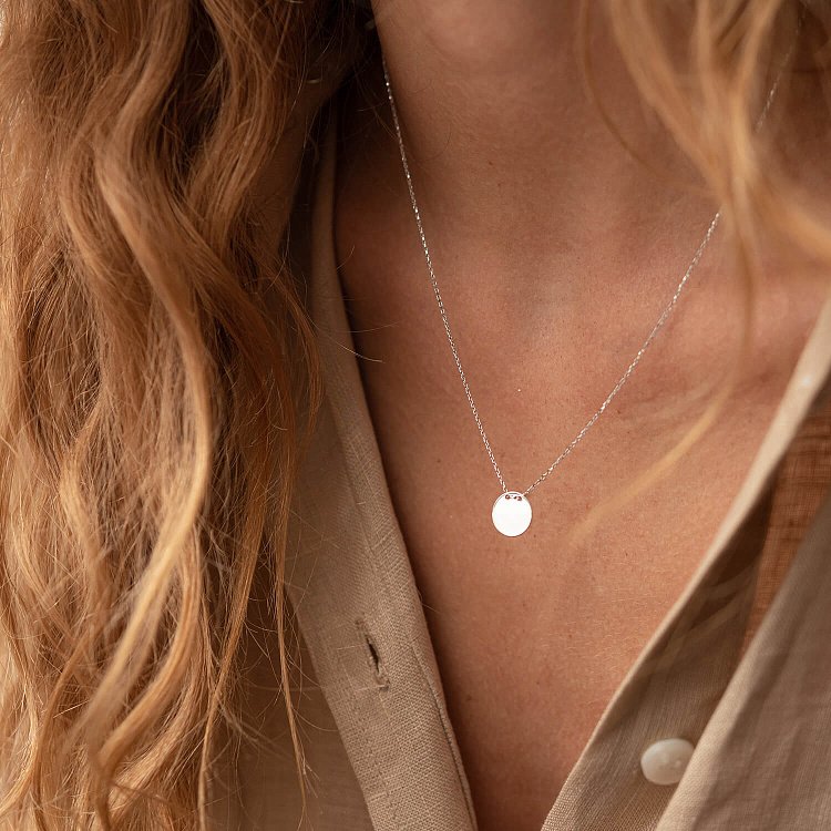 Колье "Монетка" в белом золоте (возможна гравировка) кол01742 от ювелирного магазина Оникс - 6