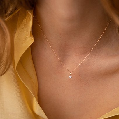 Золотое колье с фианитом кол01356 №6