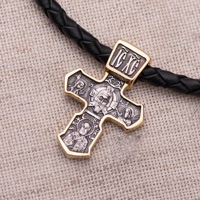 Серебряный крест с позолотой 132398 №4