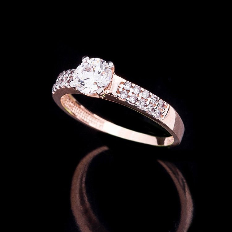 Помолвочное кольцо с фианитами к04287 от ювелирного магазина Оникс