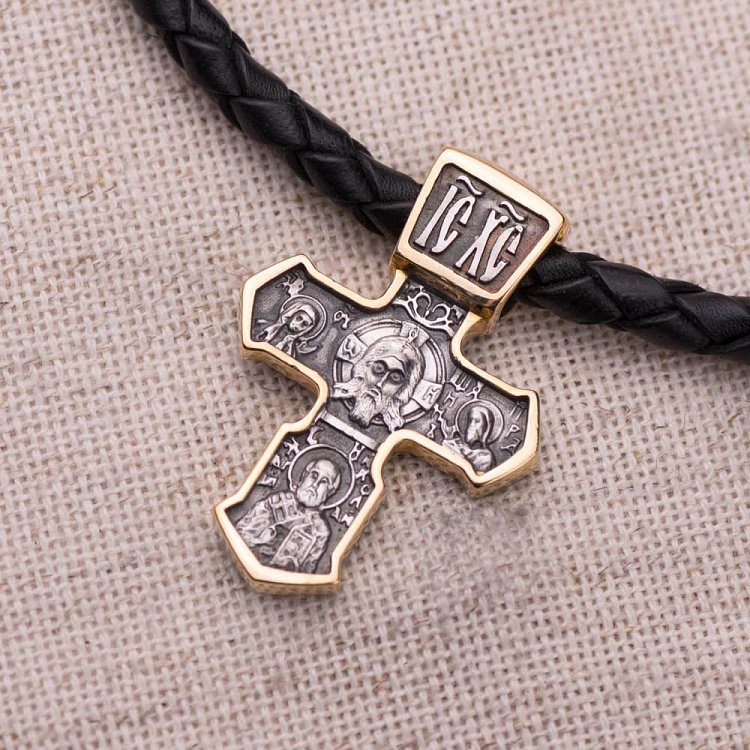 Серебряный крест с позолотой 132398 от ювелирного магазина Оникс - 3