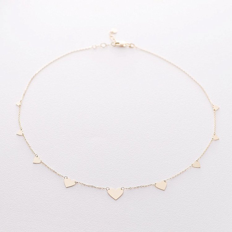 Золотое колье с сердечками кол01446 от ювелирного магазина Оникс - 3