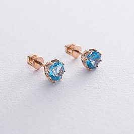 Золотые серьги-пусеты (топаз) с06604