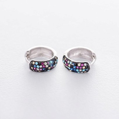 Серебряные серьги "Океан" с фианитами 122147 №3