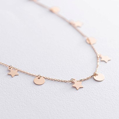 Золотое колье "Монетки и звездочки" кол01739 №3