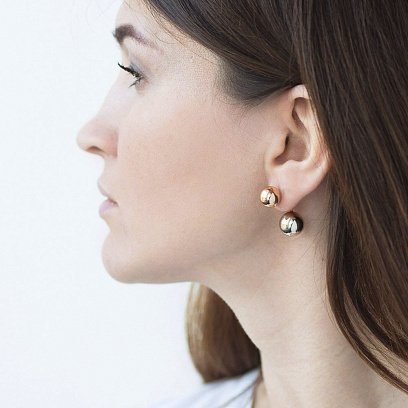 Золотые серьги с шарами с03608