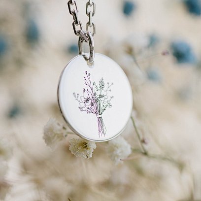 Срібний кулон з гравіюванням "Квіточки" 132724цв №4