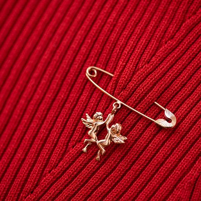 Золота шпилька з янголятами зак00338 №4