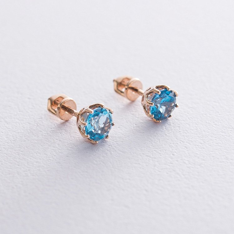 Золотые серьги-пусеты (топаз) с06604 от ювелирного магазина Оникс