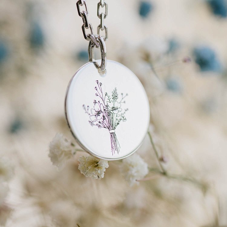 Срібний кулон з гравіюванням "Квіточки" 132724цв від ювелірного магазину Онікс - 3