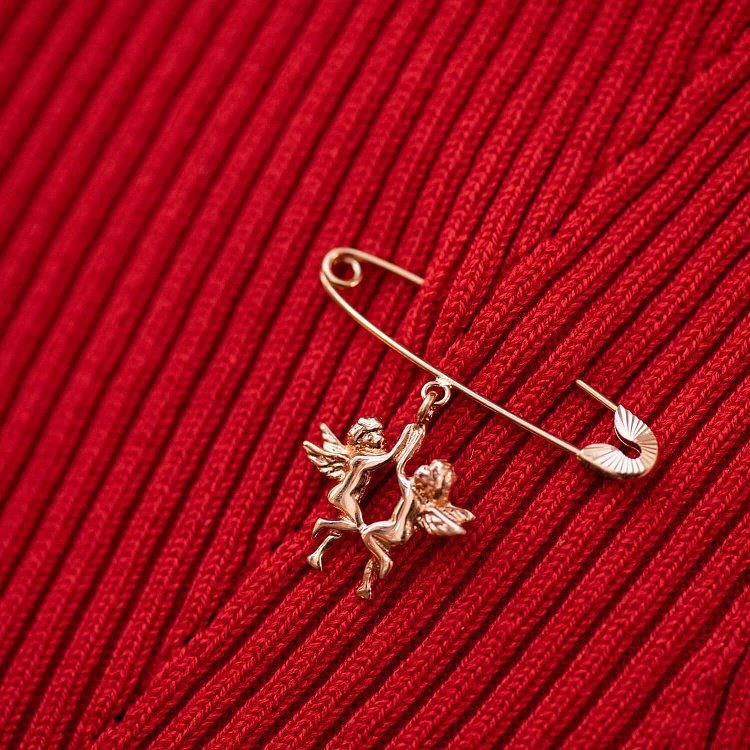 Золота шпилька з янголятами зак00338 від ювелірного магазину Онікс - 3
