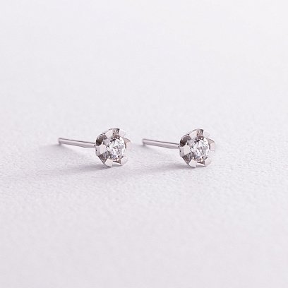 Золоті сережки - пусети з фіанітами с05849