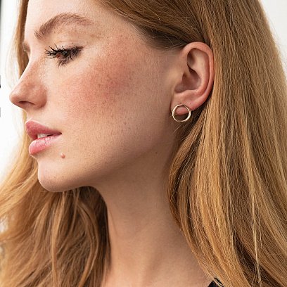 Золоті сережки "Кругообіг" (1.25 см) с06694 №4