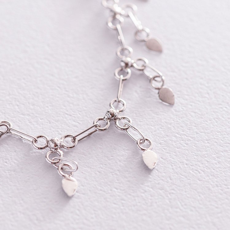 Серебряный браслет "Капельки" на ногу 14865 от ювелирного магазина Оникс - 2