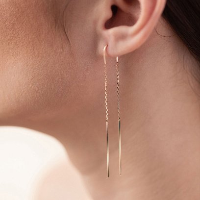 Серьги - протяжки в красном золоте с06339 №5