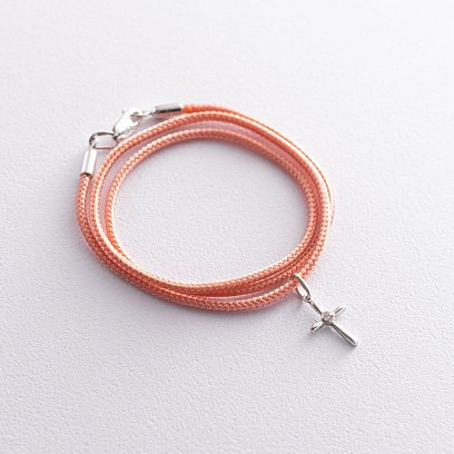 Шелковый шнурок с серебряной застежкой 18737 №2