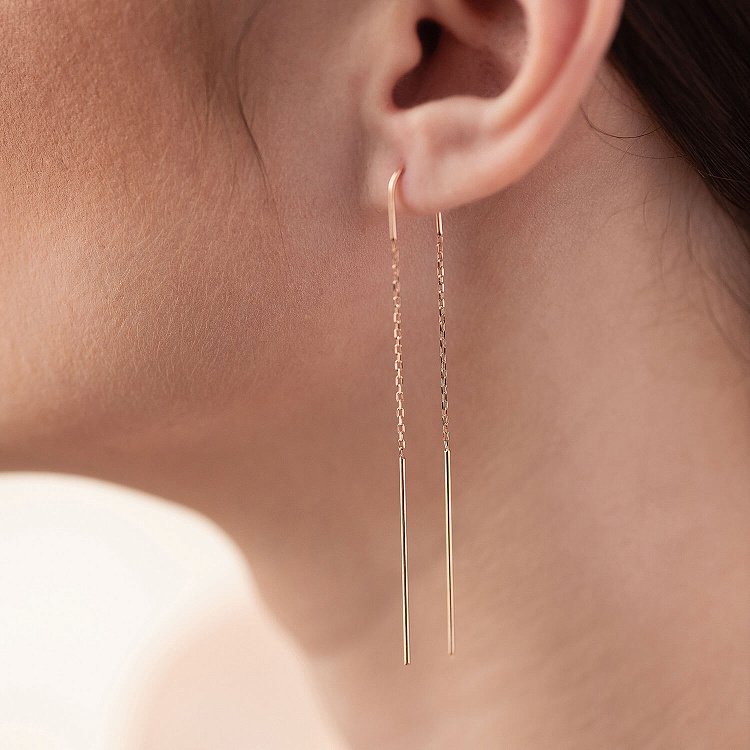 Серьги - протяжки в красном золоте с06339 от ювелирного магазина Оникс - 4