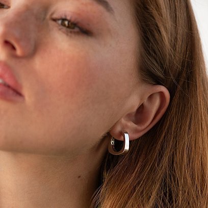 Сережки - кільця "Nora" у білому золоті с09019 №6