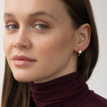 Золоті сережки "Квіточки" (діаманти) сб0624lg №2