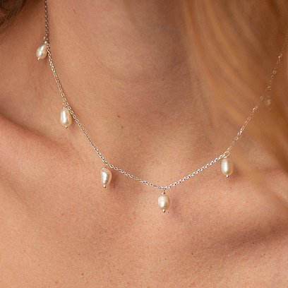 Серебряное колье с жемчугом 908-01430 №3