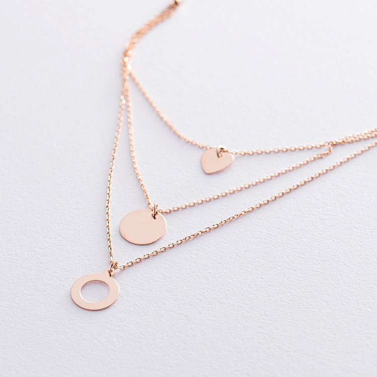 Золотое колье "Сердце и круги" кол01583 от ювелирного магазина Оникс