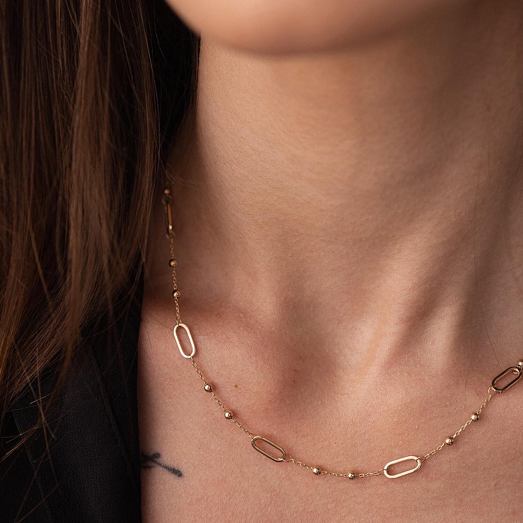 Колье - цепочка "Шарики" в желтом золоте кол02253 от ювелирного магазина Оникс - 9