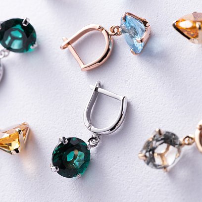 Золоті сережки "Захоплення" (синт. турмалін) с08484 №9