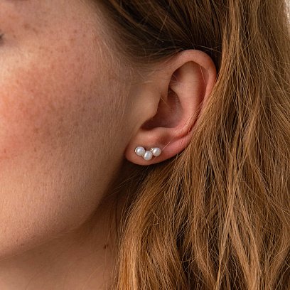 Срібні сережки - пусети "Джейн" з перлами 123233 №5