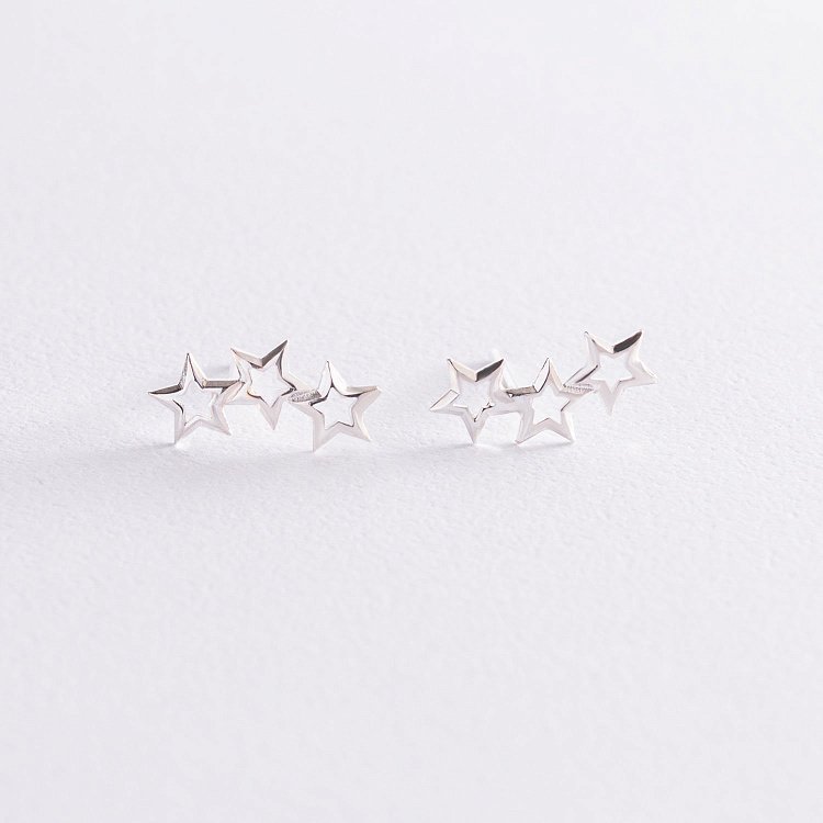 Срібні сережки - пусети "Зірочки" 123021 від ювелірного магазину Онікс - 1