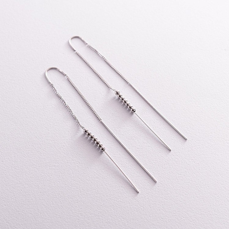 Висячие серьги "Шарики" в серебре 123171 от ювелирного магазина Оникс - 1