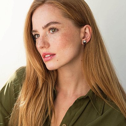 Золотые серьги - пусеты "Кружочки" с05775 №3