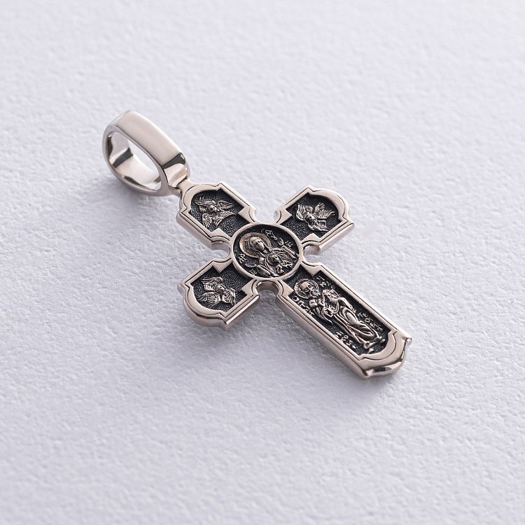 Крест "Распятие" в белом золоте п03890 от ювелирного магазина Оникс - 2
