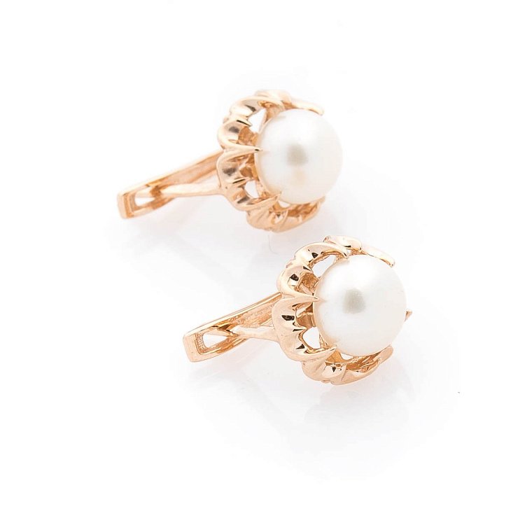 Золоті сережки з культ. прісн. перлами с05235 від ювелірного магазину Онікс - 1